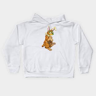 Bobtail BunnyCat: Ginger Tabby (Yellow) Kids Hoodie